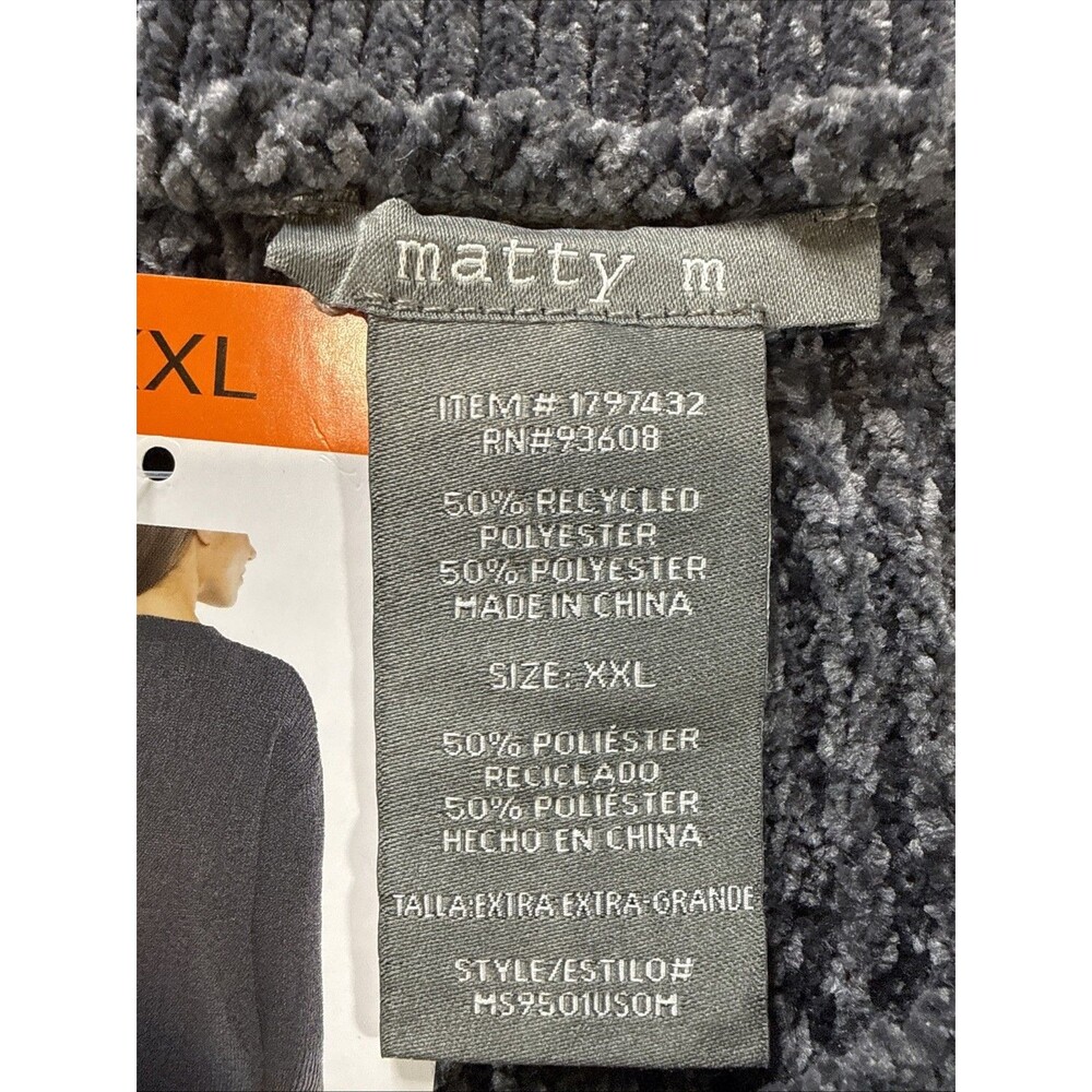 Matty M 2 Women's Chenille Crew Neck Sweater Wide Sleeves, XXL, Gray - Picture 4 of 8